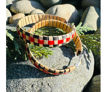 2" Woven Cedar  Black and Red  Hoop Earrings by Jasmine Jack