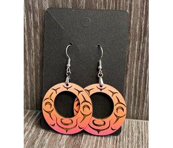 Wooden Trigone Circle Earrings by Raven Wolden