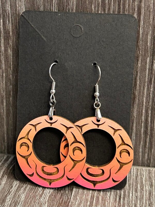 Wooden Trigone Circle Earrings by Raven Wolden