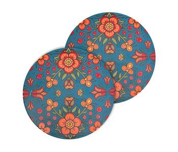 Ceramic Coasters (set of 2) - Prairie Beadwork byJustine Pourlx