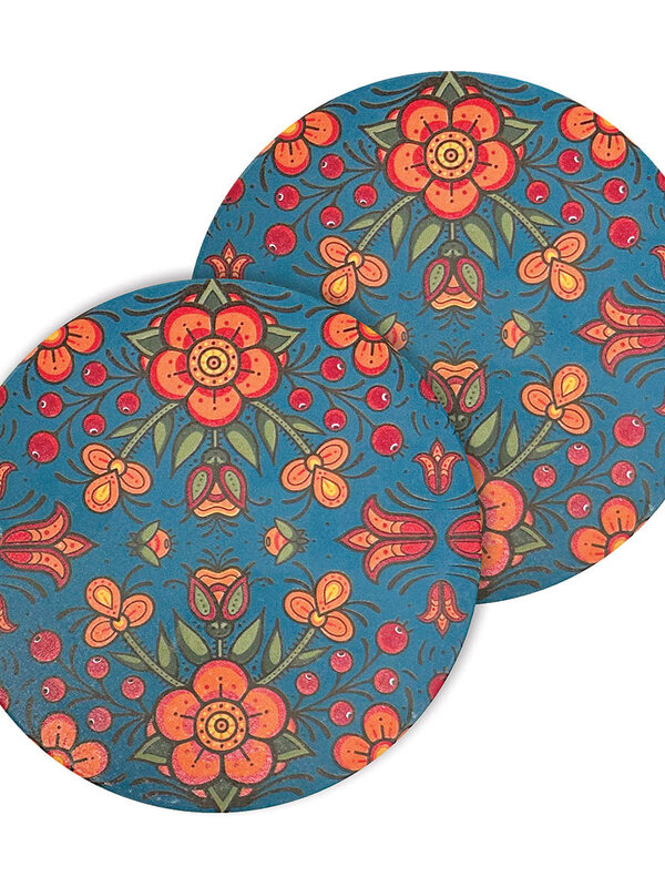 Ceramic Coasters (set of 2) - Prairie Beadwork byJustine Pourlx