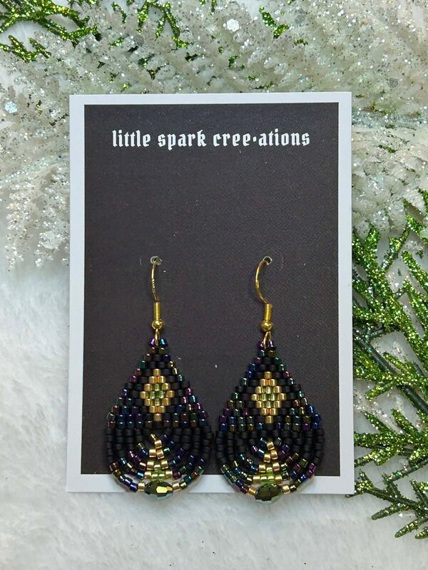 Medium Beaded Earrings by Little Spark Cree-ations