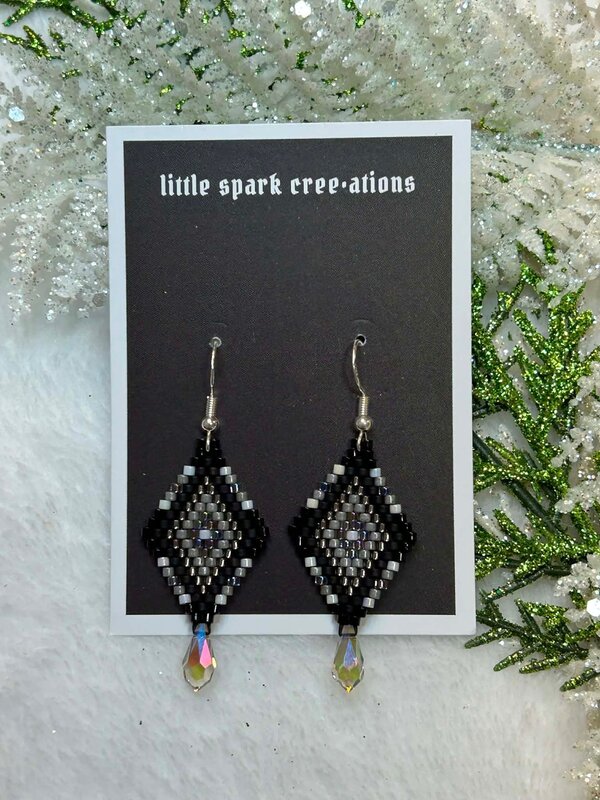 Medium Beaded Earrings by Little Spark Cree-ations