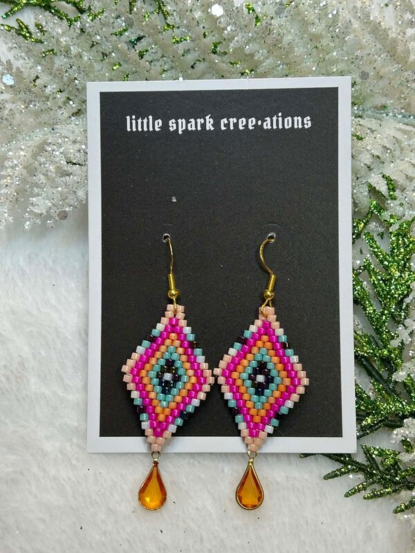 Medium Beaded Earrings by Little Spark Cree-ations