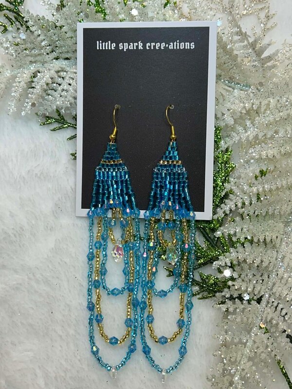 Large beaded Earrings by Little Spark Cree-ations