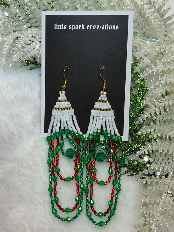 Large beaded Earrings by Little Spark Cree-ations