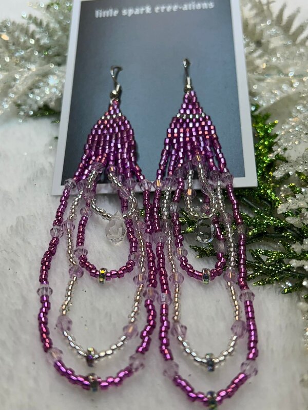 Large beaded Earrings by Little Spark Cree-ations