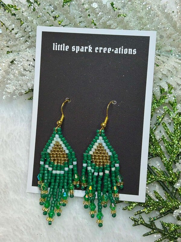 Small beaded earrings by Little Spark Cree-ations