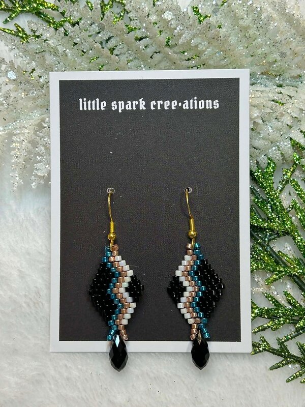 Small beaded earrings by Little Spark Cree-ations