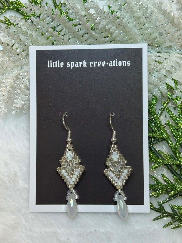 Small beaded earrings by Little Spark Cree-ations