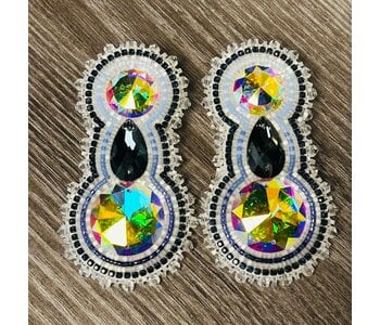 Beaded Cab and Crystal Earrings by Rosalie Giroux