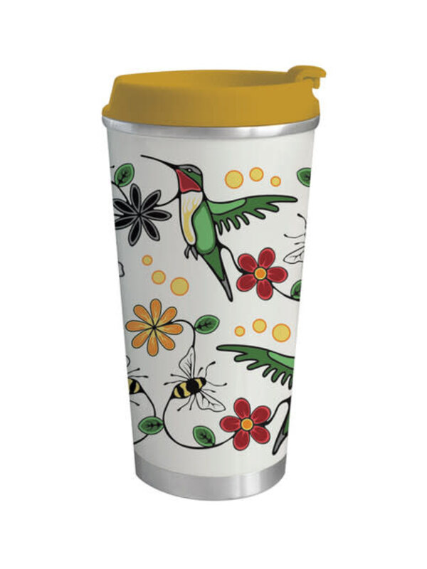 Art Travel Mug (18oz) - Hummingbird (Nenookaasi) by Storm Angeconeb