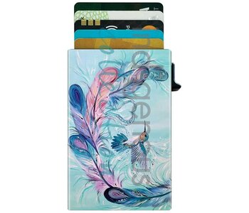 Metal Card Holder Hummingbird Feathers by Carla Joseph