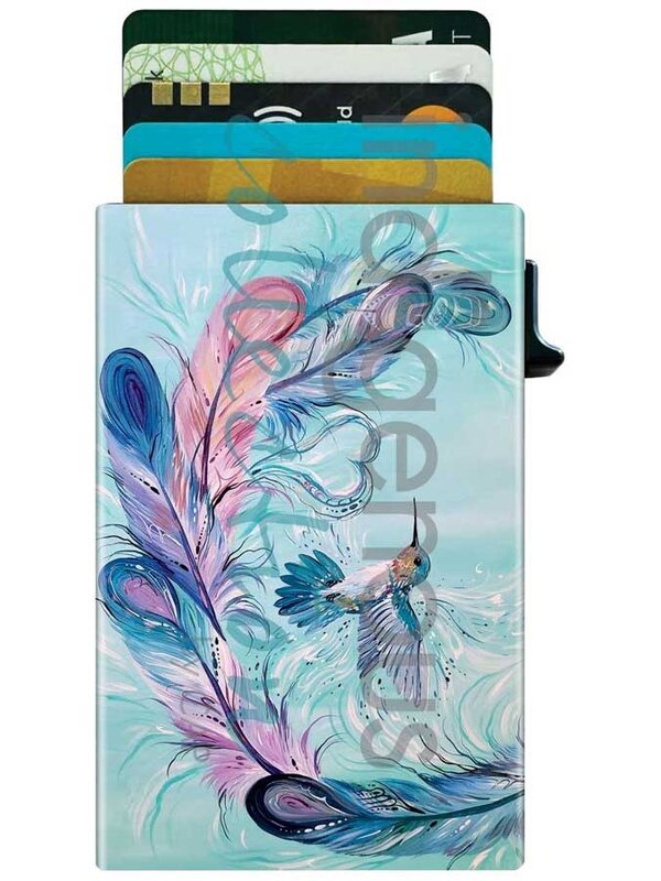 Metal Card Holder Hummingbird Feathers by Carla Joseph