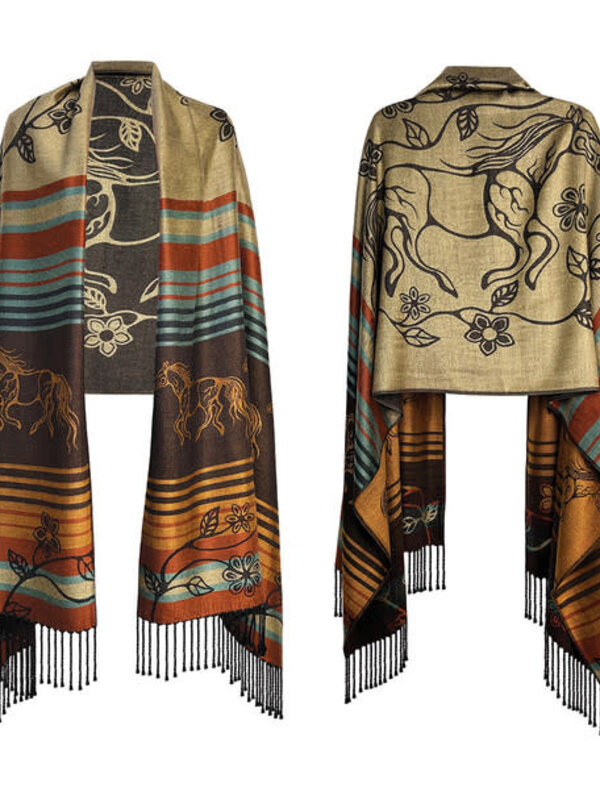Shawl - Horse (Bebezhigooganzhii)   by Storm Angeconeb