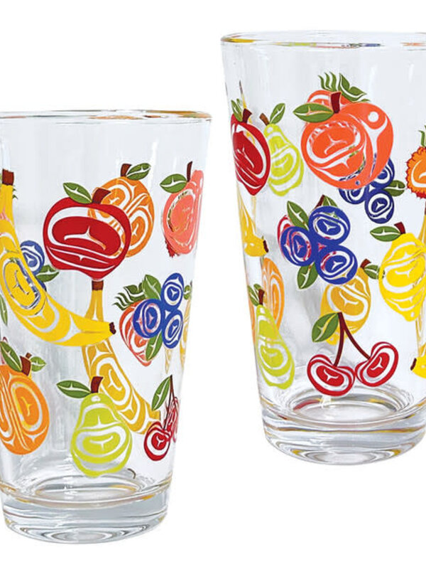 Printed Glass Tumbler (Set of 2) - Fruit Salad by Yasakw (Shelly Samuels)
