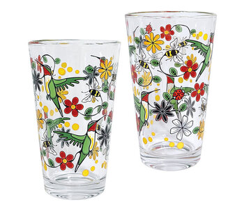 Printed Glass Tumbler (Set of 2) - Hummingbird  by Storm Angeconeb