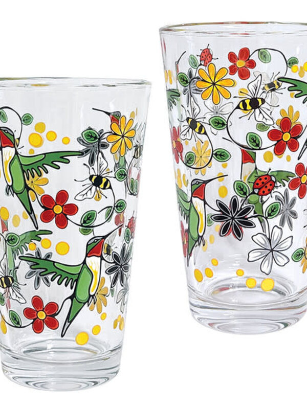 Printed Glass Tumbler (Set of 2) - Hummingbird  by Storm Angeconeb