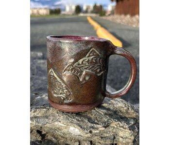 Pottery by Cynthia Robinson - 14 oz Mug with salmon stamp