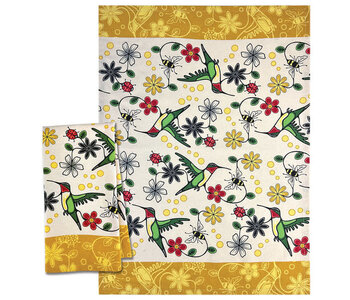 Printed Tea Towel - Hummingbird (Nenookaasi) by Storm Angeconeb