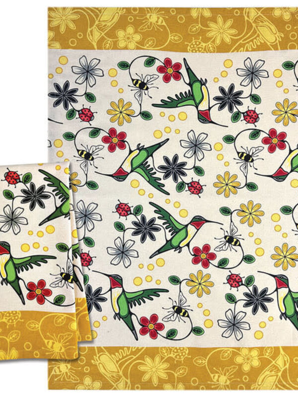 Tea Towel - Hummingbird (Nenookaasi) by Storm Angeconeb