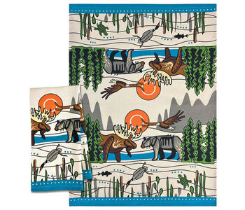 Printed Tea Towel - All My Relatives (Indinawemaaganidag) by Storm Angeconeb