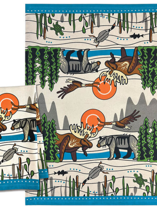 Printed Tea Towel - All My Relatives (Indinawemaaganidag) by Storm Angeconeb