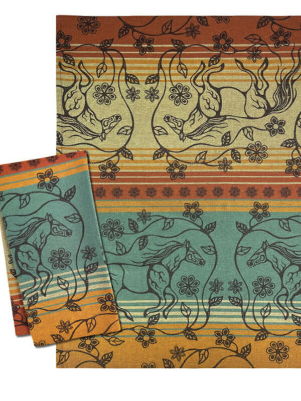 Printed Tea Towel - Horse (Bebezhigooganzhii) by Storm Angeconeb