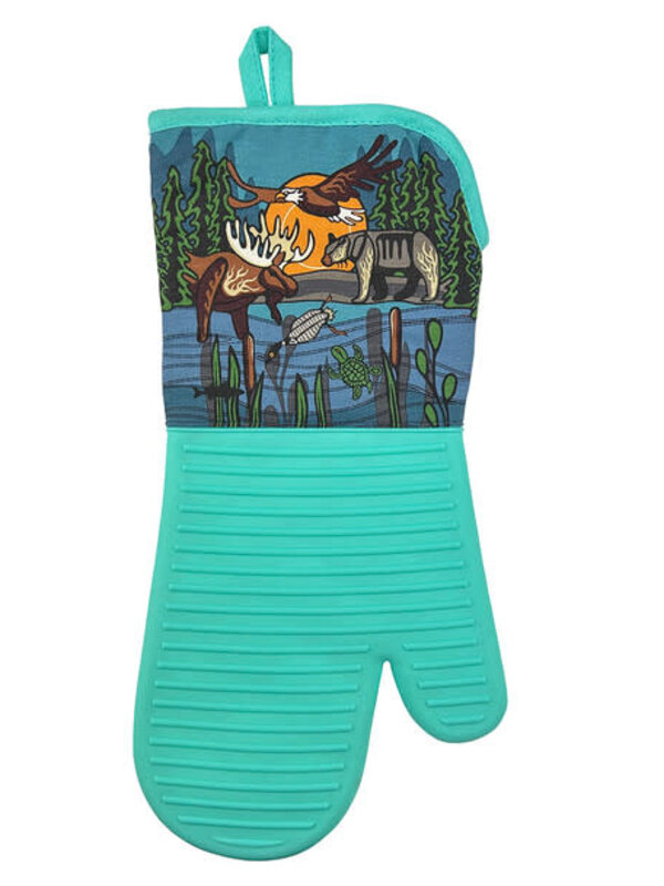 Silicone Oven Mitt - All My Relatives (Indinawemaaganidag) by Storm Angeconeb
