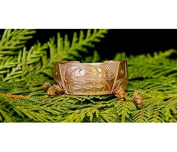Hand Carved 1" Copper Cuff Bracelet - Orca by Richard Lang