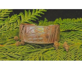Hand Carved Copper 1" Cuff Bracelet - Bear by Richard Lang