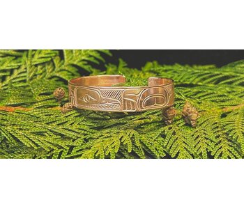 Hand Carved 1/2" Copper Bracelet - Raven by Richard Lang