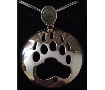 Bear Paw Cut Out Silver Large Pendant Inlay by Jadeon Rathegber