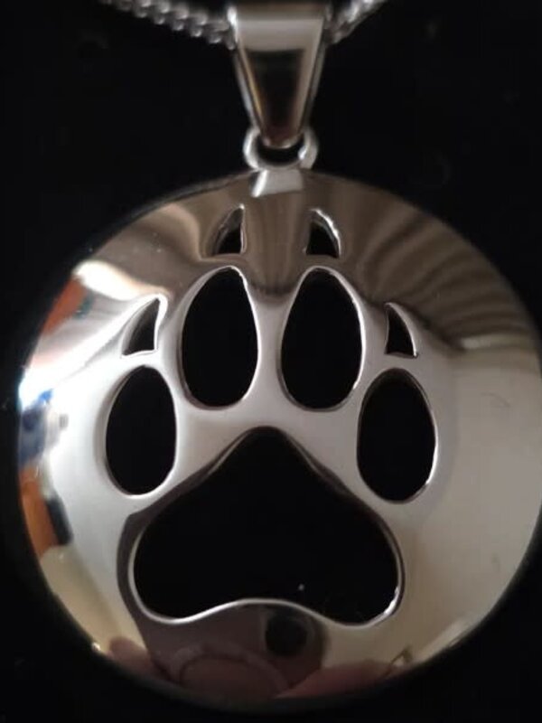 Wolf Paw Cut Out Silver Large Pendant by Jadeon Rathegber