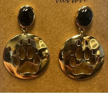 Bear Paw Cut Out Brass with Gold overlay Inlay Earrings Post by Jadeon Rathgeber