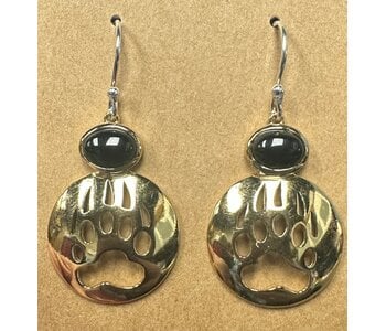 Bear Paw Cut Out Brass with Gold overlay Inlay Earrings by Jadeon Rathgeber