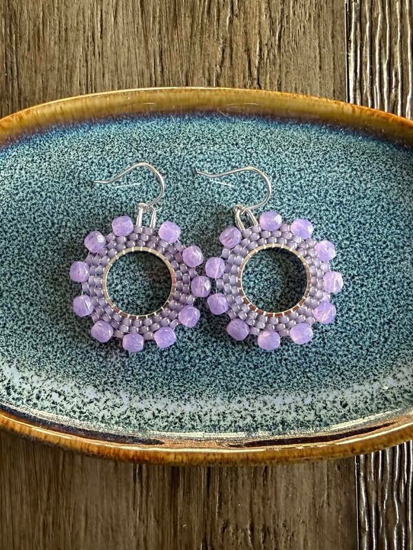 Beaded flower Hoop by Jenn Carman
