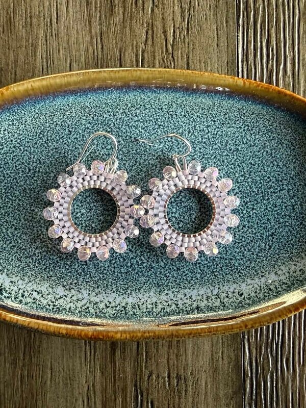 Beaded flower Hoop by Jenn Carman