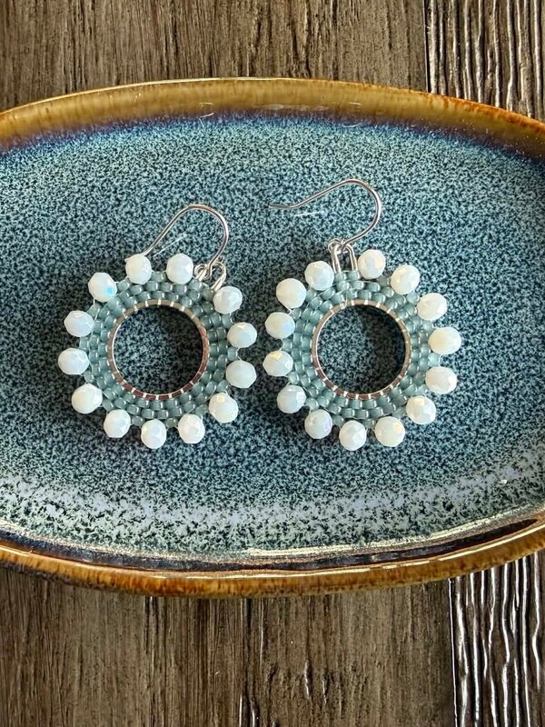 Beaded flower Hoop by Jenn Carman