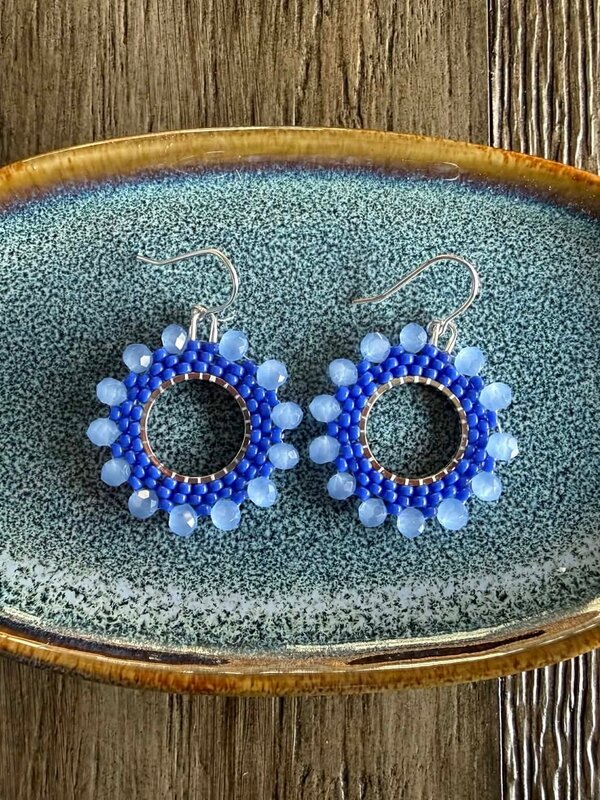 Beaded flower Hoop by Jenn Carman