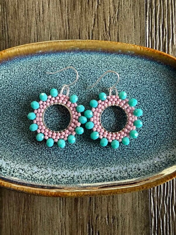 Beaded flower Hoop by Jenn Carman