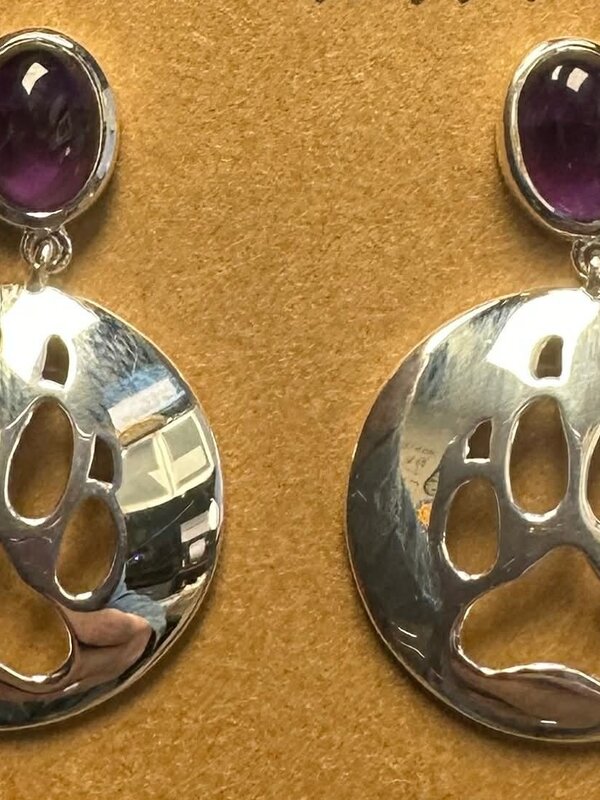 Wolf Paw Earrings With Inlay Purple stone by Jadeon Rathgeber