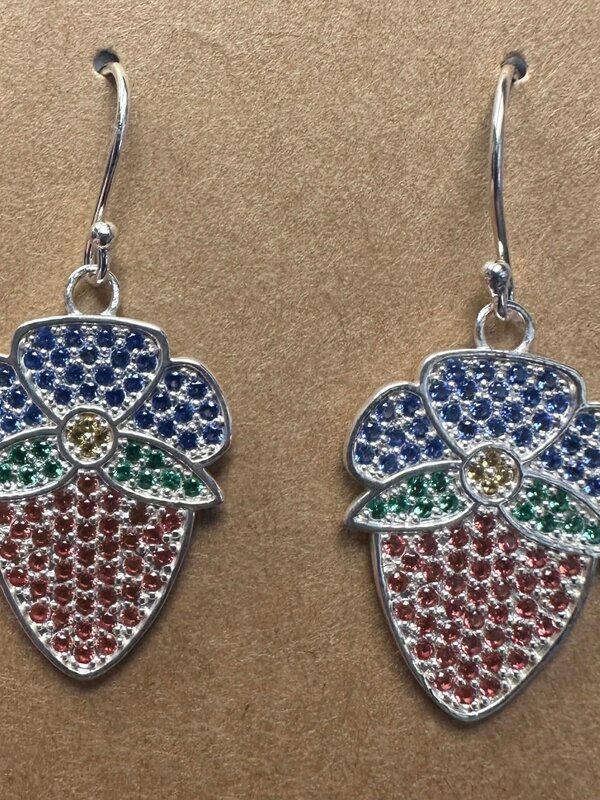 Faceted  Strawberry Silver Cast earrings by Jadeon Rathgeber