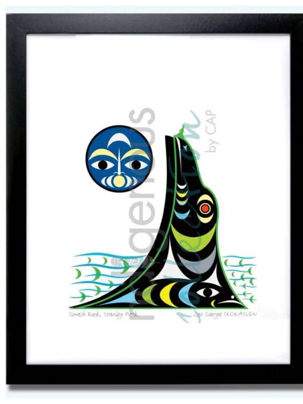 Matted & Framed art card - Siwash Rock by Zac George Skokaylem