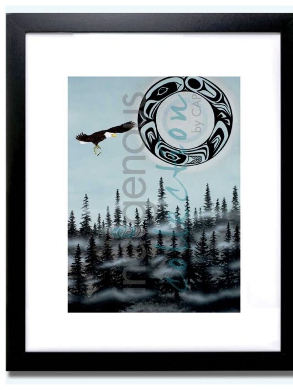 Matted & Framed Art Card - Eagle Moon by Shelley Davies
