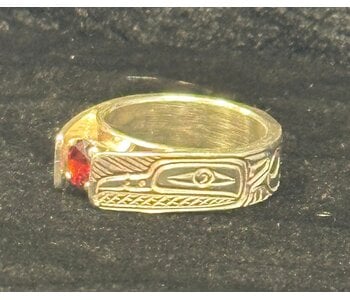 Hand Carved Resurrection Ring with Hummingbird by Richard Lang - size 8