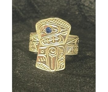 Silver Shield ring Orca Topaz Eye s11 by Richard Lang