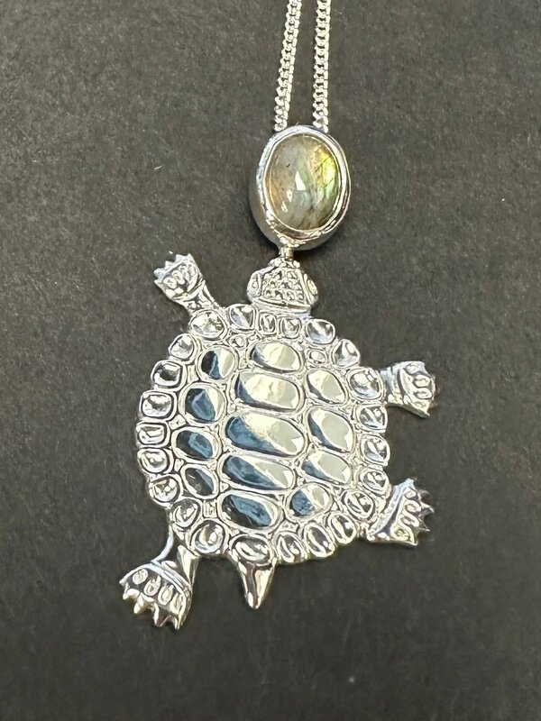 Teaching Turtle Pendant with Moonstone by Jadeon Rathgeber
