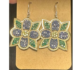 Large Faceted Silver Blossom Earrings