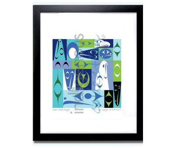 Matted & Framed Art Card Coast Salish Design By Zac George Skokaylem